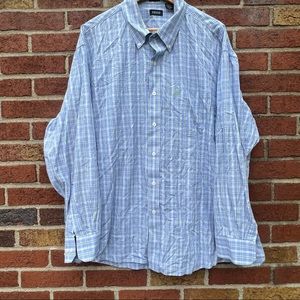 IZOD Mens Long Sleeve Button Up Shirt Easy Care Lgt Purple Green Plaid Size XXL